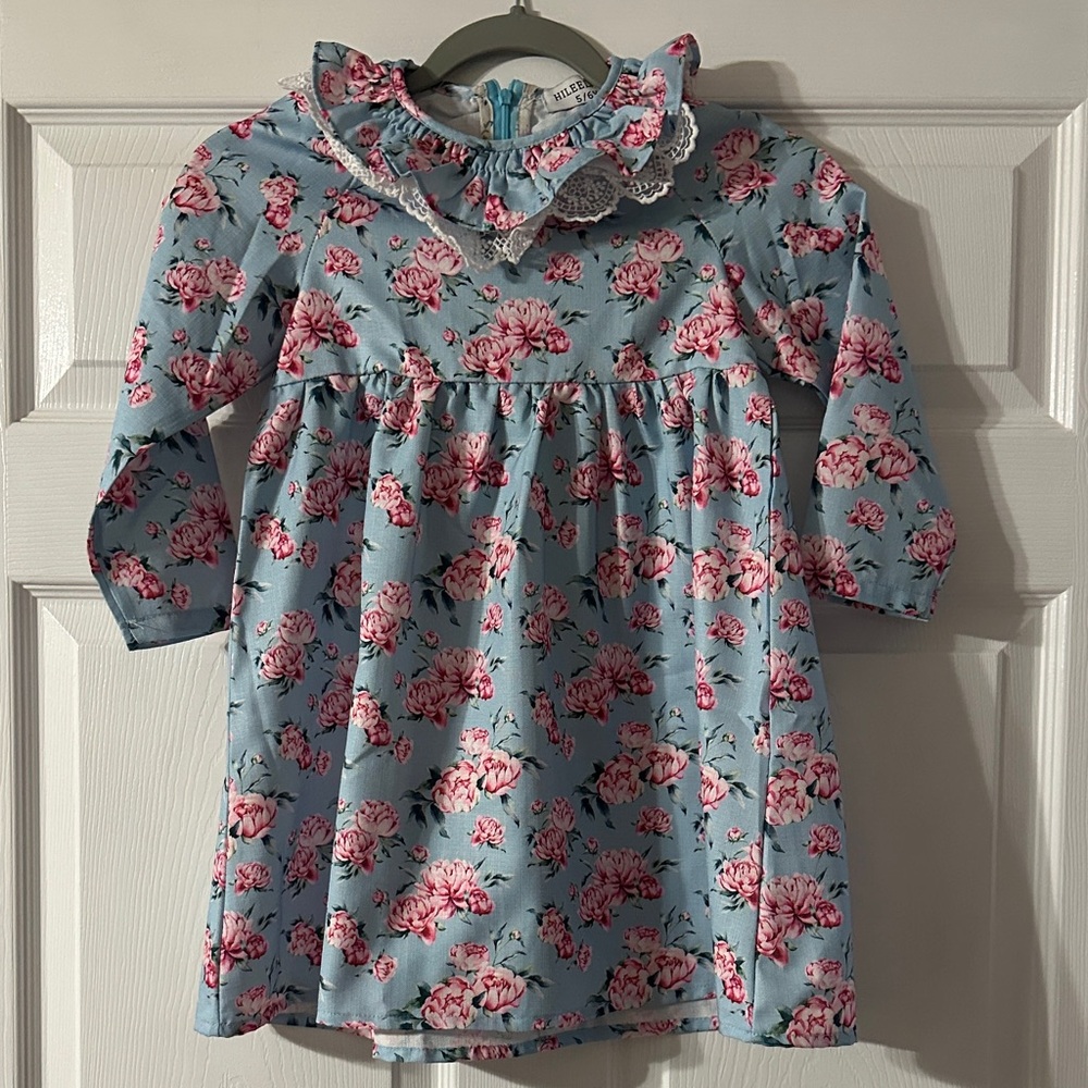 Hileelang Blue and Pink Floral Dress